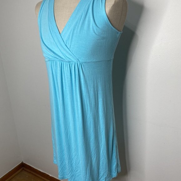J.Jill Womens Sleeveless Dress Sz S Turquiose Blue V Neck Rayon Midi Sundress - Picture 2 of 7